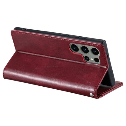 For Samsung Galaxy S25 Ultra 5G Simple 6-Card Wallet Leather Phone Case(Wine Red) by buy2fix
