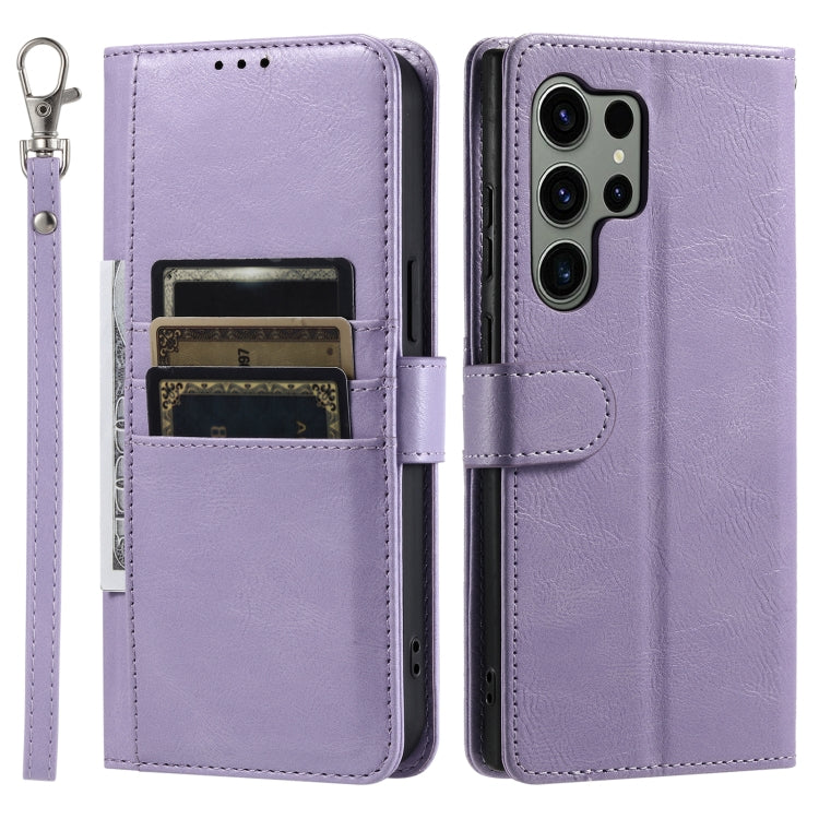 For Samsung Galaxy S25 Ultra 5G Simple 6-Card Wallet Leather Phone Case(Purple) by buy2fix