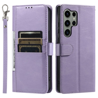For Samsung Galaxy S25 Ultra 5G Simple 6-Card Wallet Leather Phone Case(Purple) by buy2fix