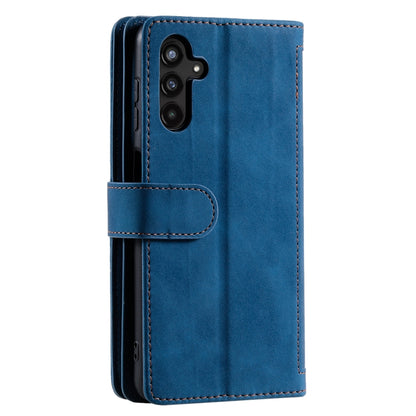 For Samsung Galaxy S25 5G Nine Card Zipper Bag Leather Phone Case with Lanyard(Blue) by buy2fix