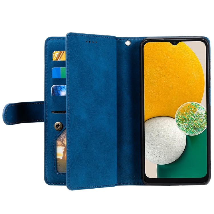 For Samsung Galaxy S25 5G Nine Card Zipper Bag Leather Phone Case with Lanyard(Blue) by buy2fix