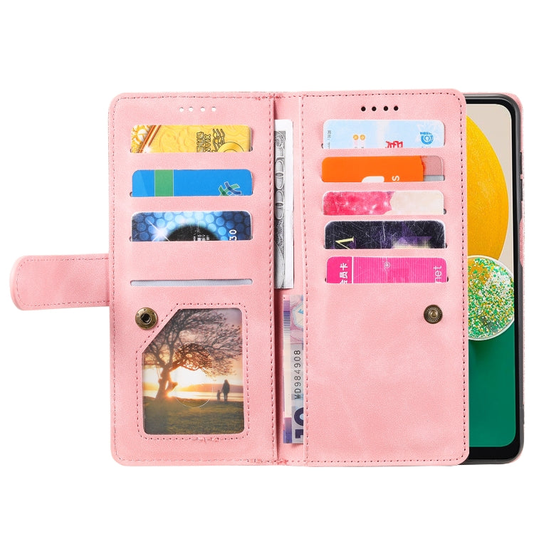 For Samsung Galaxy S25+ 5G Nine Card Zipper Bag Leather Phone Case with Lanyard(Pink) by buy2fix