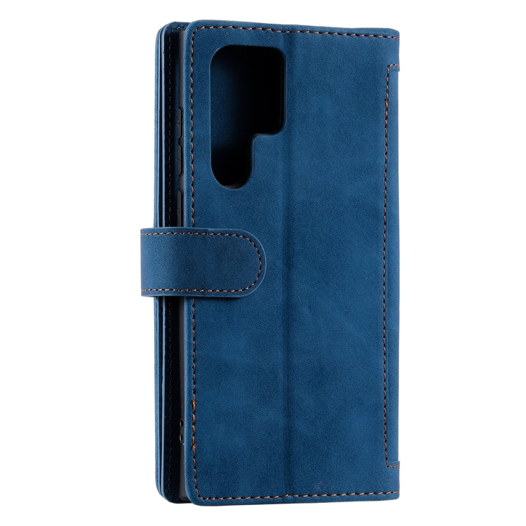 For Samsung Galaxy S25 Ultra 5G Nine Card Zipper Bag Leather Phone Case with Lanyard(Blue) by buy2fix