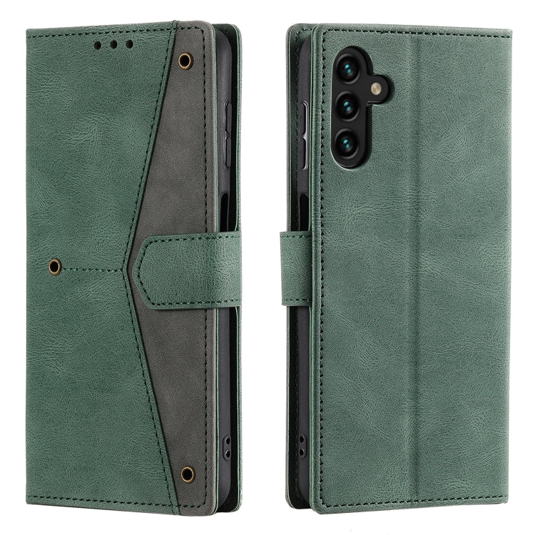 For Samsung Galaxy S25 5G Nail Skin Feel Stitching Calf Texture Leather Phone Case(Green) by buy2fix
