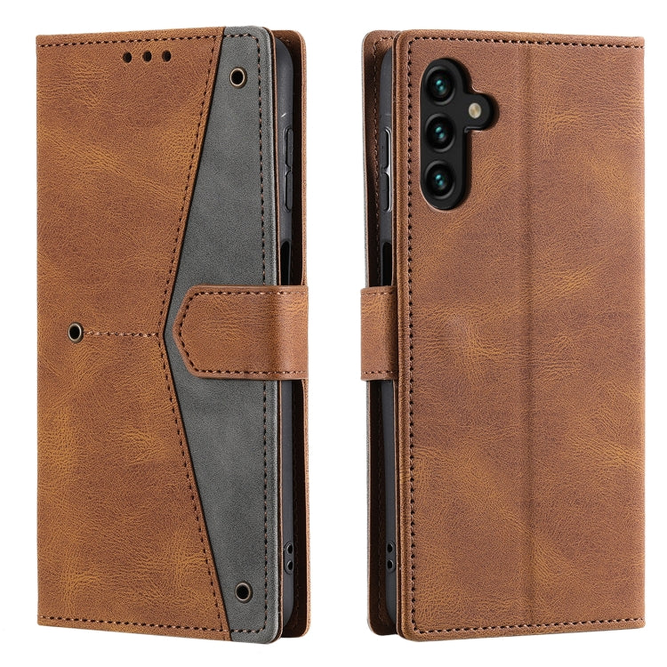 For Samsung Galaxy S25 5G Nail Skin Feel Stitching Calf Texture Leather Phone Case(Brown) by buy2fix