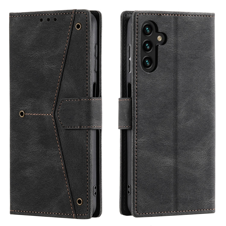 For Samsung Galaxy S25+ 5G Nail Skin Feel Stitching Calf Texture Leather Phone Case(Black) by buy2fix