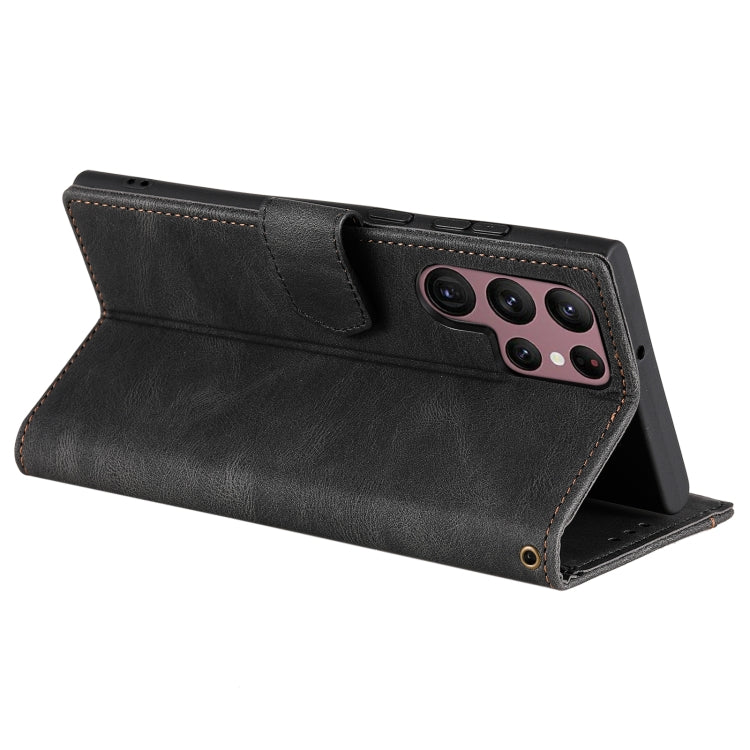 For Samsung Galaxy S25 Ultra 5G Nail Skin Feel Stitching Calf Texture Leather Phone Case(Black) by buy2fix