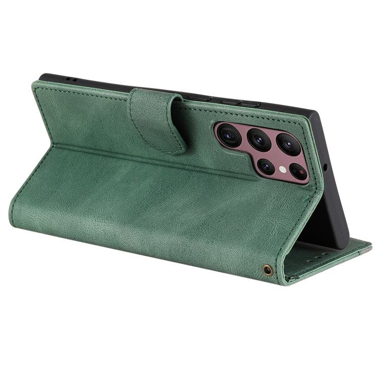 For Samsung Galaxy S25 Ultra 5G Nail Skin Feel Stitching Calf Texture Leather Phone Case(Green) by buy2fix