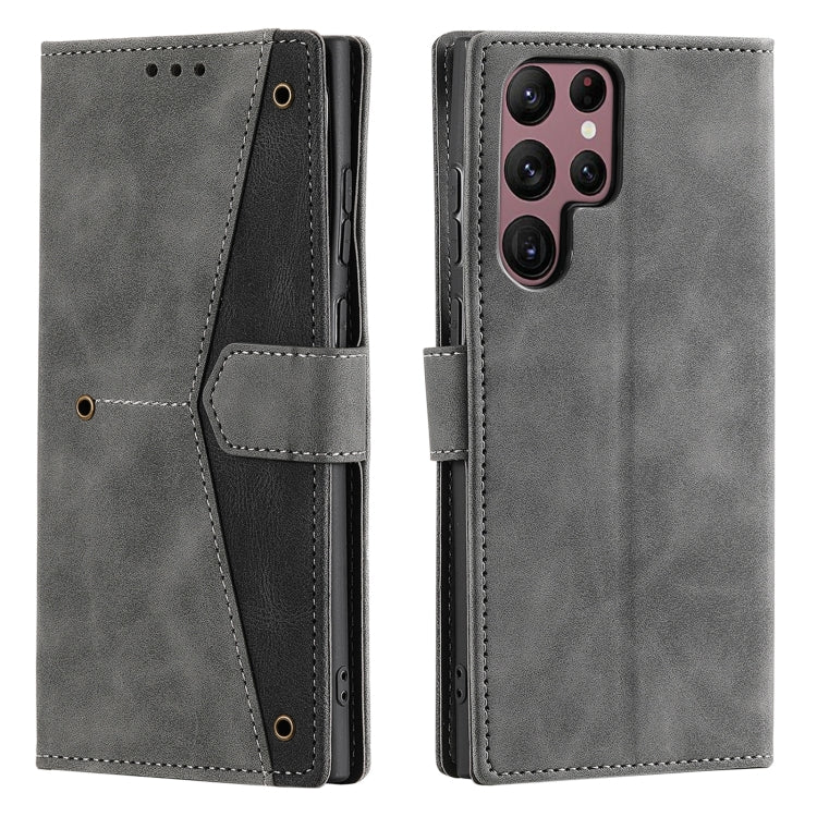 For Samsung Galaxy S25 Ultra 5G Nail Skin Feel Stitching Calf Texture Leather Phone Case(Grey) by buy2fix