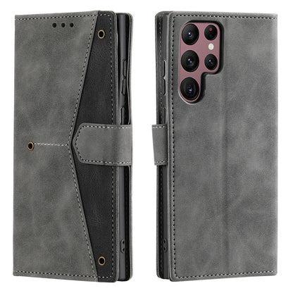 For Samsung Galaxy S25 Ultra 5G Nail Skin Feel Stitching Calf Texture Leather Phone Case(Grey) by buy2fix