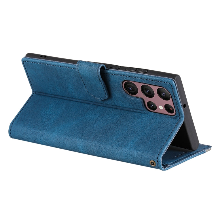 For Samsung Galaxy S25 Ultra 5G Nail Skin Feel Stitching Calf Texture Leather Phone Case(Blue) by buy2fix