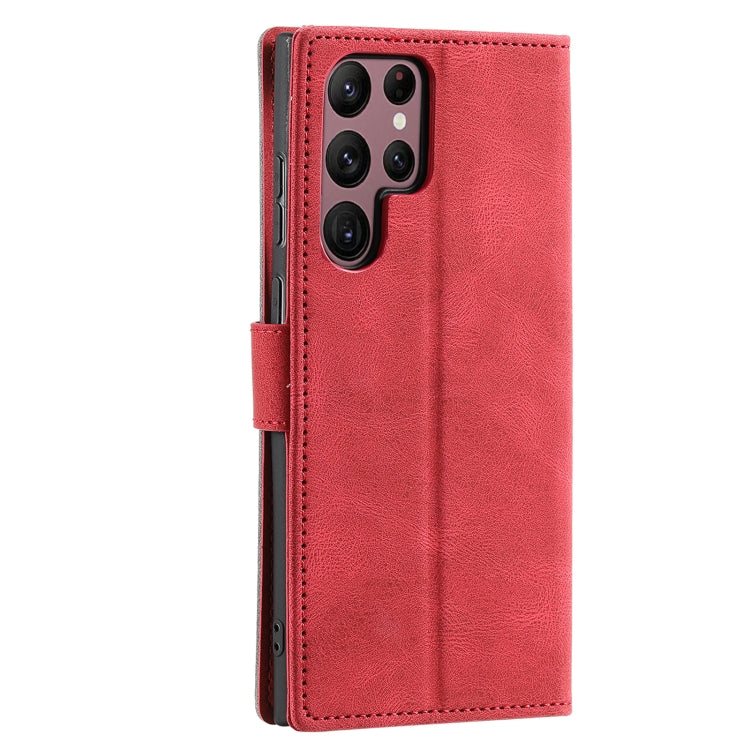 For Samsung Galaxy S25 Ultra 5G Nail Skin Feel Stitching Calf Texture Leather Phone Case(Red) by buy2fix
