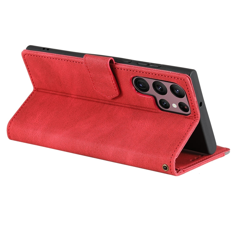 For Samsung Galaxy S25 Ultra 5G Nail Skin Feel Stitching Calf Texture Leather Phone Case(Red) by buy2fix