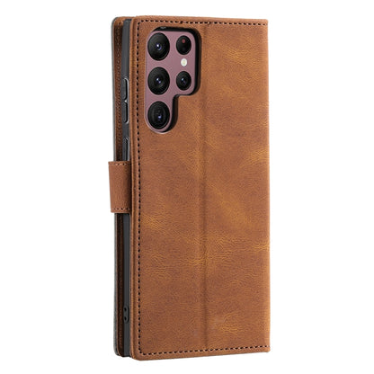 For Samsung Galaxy S25 Ultra 5G Nail Skin Feel Stitching Calf Texture Leather Phone Case(Brown) by buy2fix