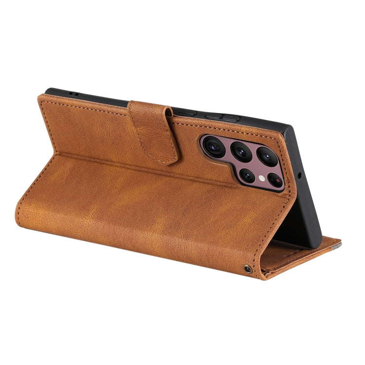 For Samsung Galaxy S25 Ultra 5G Nail Skin Feel Stitching Calf Texture Leather Phone Case(Brown) by buy2fix