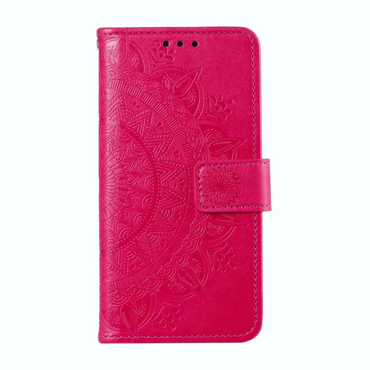 For Samsung Galaxy S25 5G Totem Flower Embossed Leather Phone Case with Lanyard(Red) by buy2fix