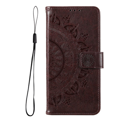 For Samsung Galaxy S25 5G Totem Flower Embossed Leather Phone Case with Lanyard(Brown) by buy2fix