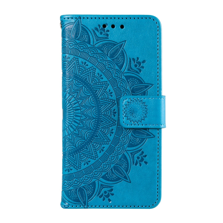 For Samsung Galaxy S25 5G Totem Flower Embossed Leather Phone Case with Lanyard(Blue) by buy2fix