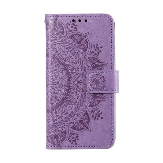For Samsung Galaxy S25 5G Totem Flower Embossed Leather Phone Case with Lanyard(Purple) by buy2fix