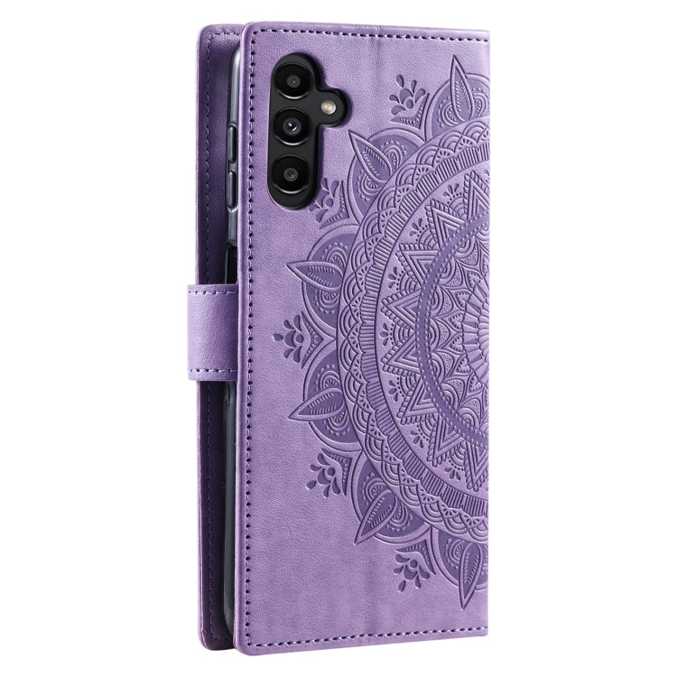 For Samsung Galaxy S25 5G Totem Flower Embossed Leather Phone Case with Lanyard(Purple) by buy2fix