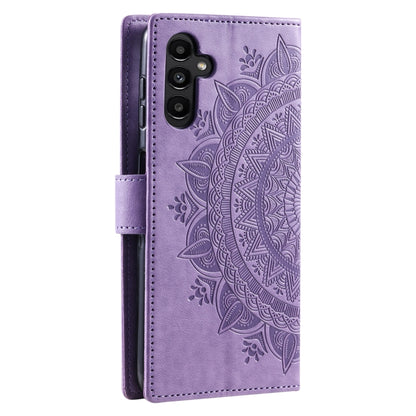 For Samsung Galaxy S25 5G Totem Flower Embossed Leather Phone Case with Lanyard(Purple) by buy2fix