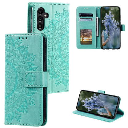 For Samsung Galaxy S25+ 5G Totem Flower Embossed Leather Phone Case with Lanyard(Green) by buy2fix