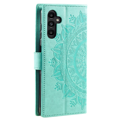 For Samsung Galaxy S25+ 5G Totem Flower Embossed Leather Phone Case with Lanyard(Green) by buy2fix