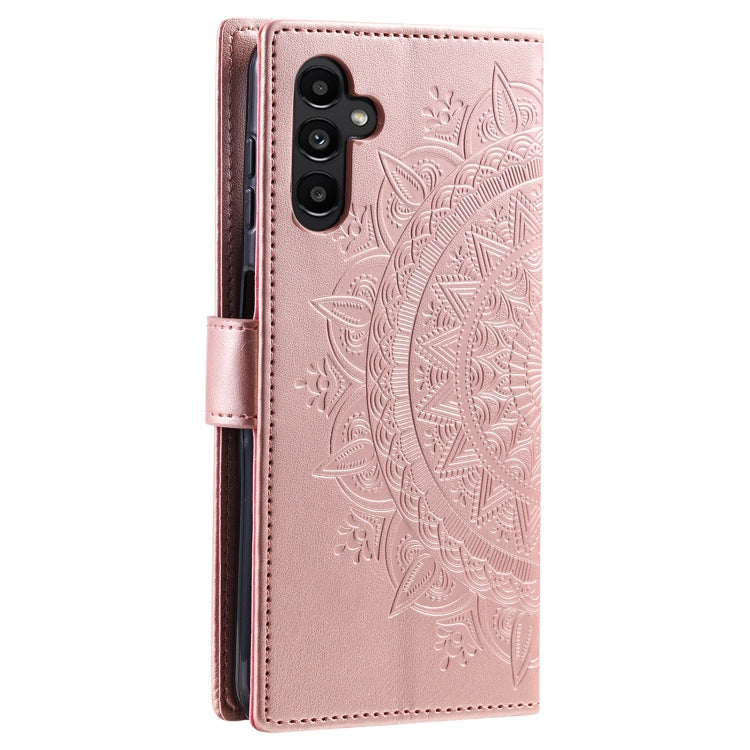 For Samsung Galaxy S25+ 5G Totem Flower Embossed Leather Phone Case with Lanyard(Rose Gold) - Galaxy S25+ 5G Cases by buy2fix | Online Shopping UK | buy2fix