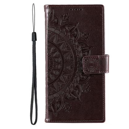 For Samsung Galaxy S25 Ultra 5G Totem Flower Embossed Leather Phone Case with Lanyard(Brown) by buy2fix