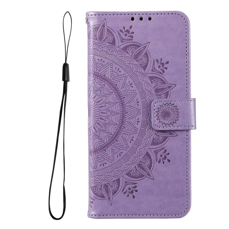 For Samsung Galaxy S25 Ultra 5G Totem Flower Embossed Leather Phone Case with Lanyard(Purple) by buy2fix