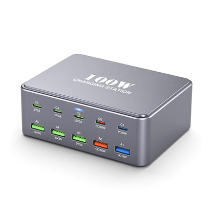 HW33 100W Type-C + USB 10-Port Desktop Fast Charger, Plug Type:US Plug - Multifunction Charger by buy2fix | Online Shopping UK | buy2fix