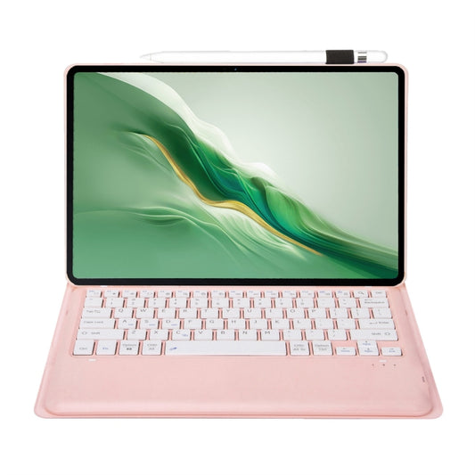 For Honor MagicPad 2 12.3 AH22 Ultra-thin Detachable Bluetooth Keyboard Leather Tablet Case(Pink White) - For Huawei by buy2fix | Online Shopping UK | buy2fix
