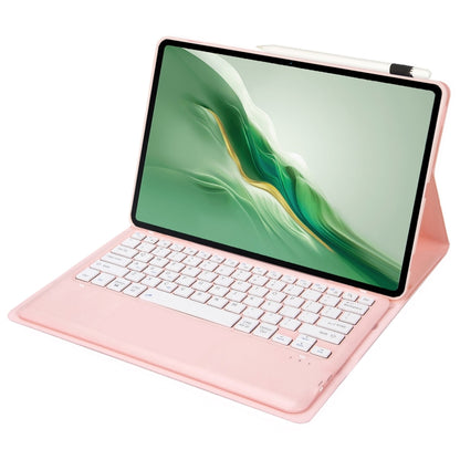 For Honor MagicPad 2 12.3 AH22 Ultra-thin Detachable Bluetooth Keyboard Leather Tablet Case(Pink White) - For Huawei by buy2fix | Online Shopping UK | buy2fix