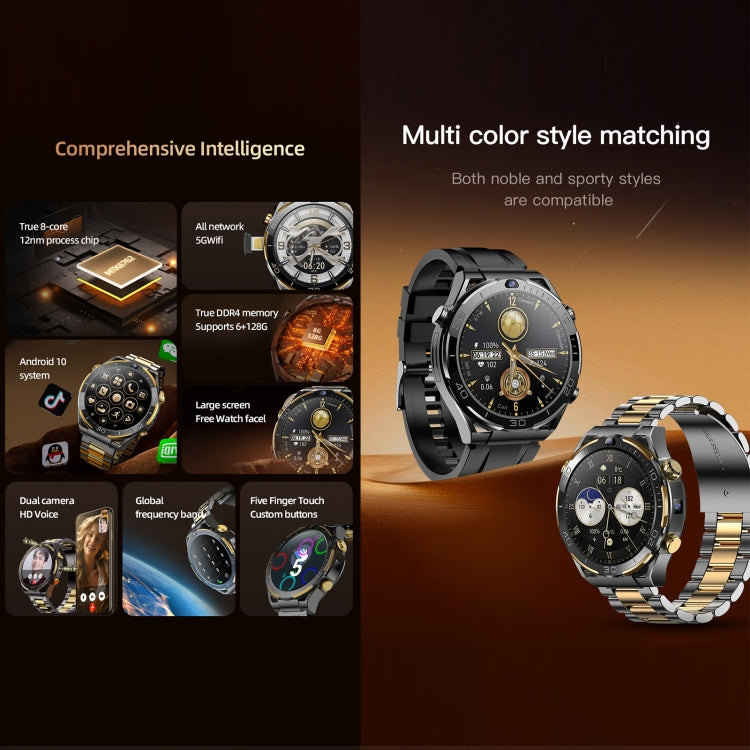 T7 1.508 inch 4G LTE Android 10 Smart Watch, 6GB+128GB, MTK6762 Octa Core, Support Heart Rate / Blood Oxygen(Silver) by buy2fix