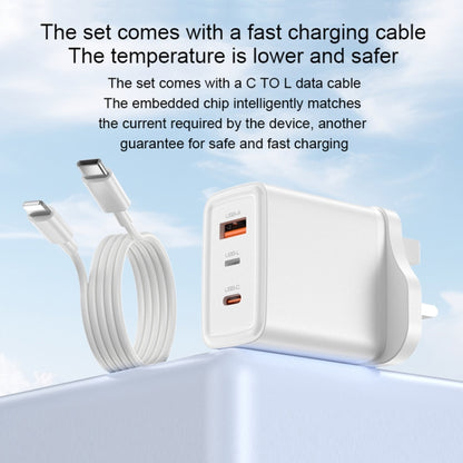 Yesido YC89 65W Type-C, USB, 8 Pin Reverse GaN Fast Charger with Type-C to 8 Pin Cable(UK Plug) - USB Charger by Yesido | Online Shopping UK | buy2fix