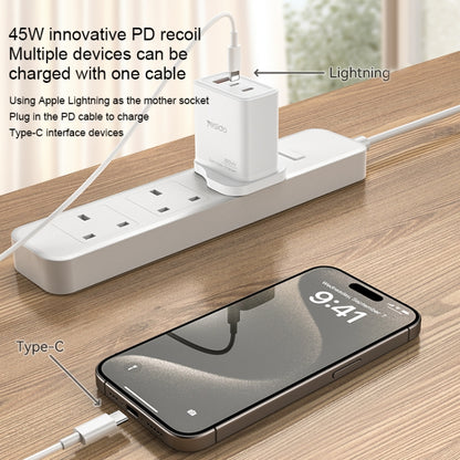 Yesido YC89 65W Type-C, USB, 8 Pin Reverse GaN Fast Charger with Type-C to 8 Pin Cable(UK Plug) - USB Charger by Yesido | Online Shopping UK | buy2fix