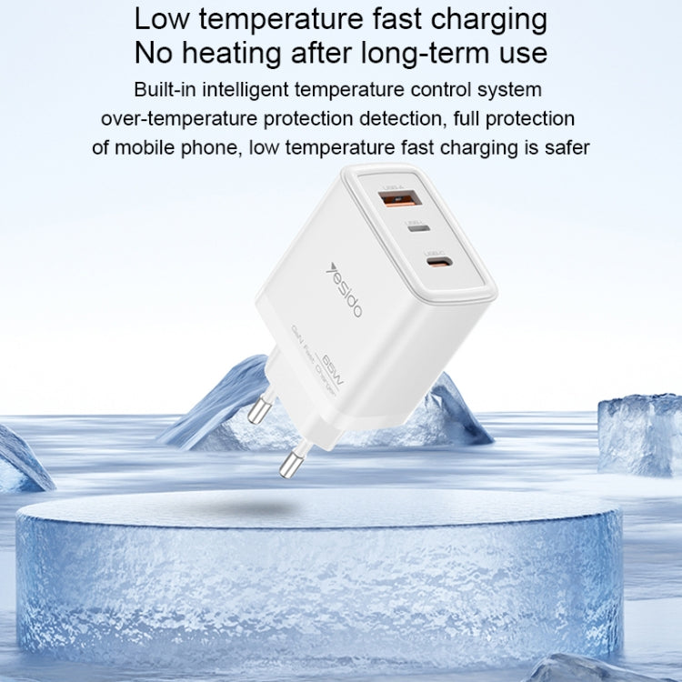 Yesido YC70 65W Type-C, USB, 8 Pin Reverse GaN Fast Charger with Type-C to 8 Pin Cable(EU Plug) - USB Charger by Yesido | Online Shopping UK | buy2fix