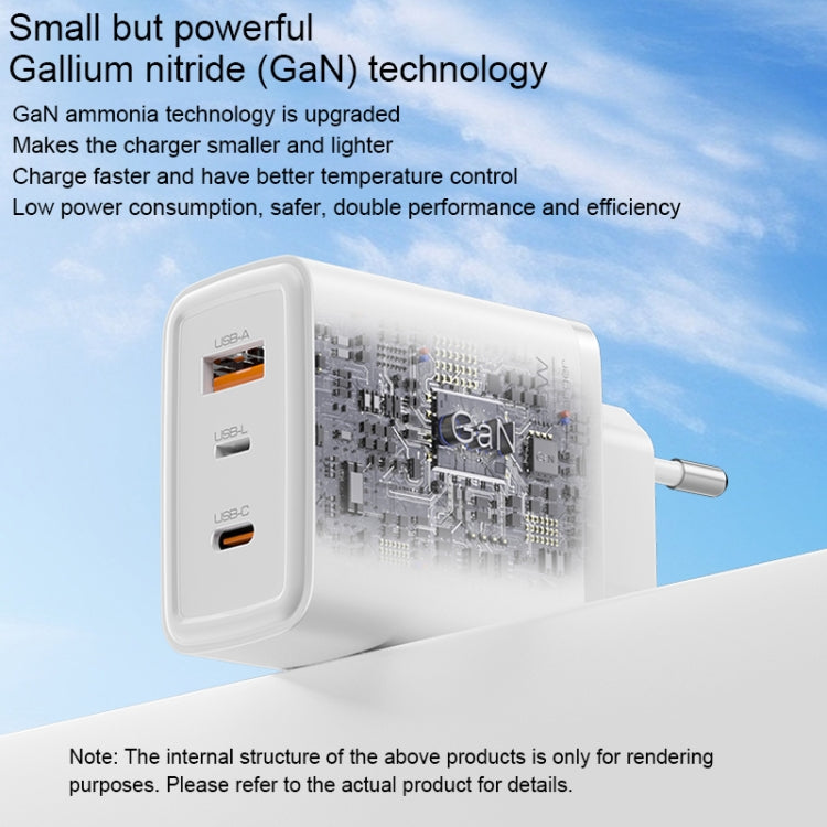 Yesido YC70 65W Type-C, USB, 8 Pin Reverse GaN Fast Charger with Type-C to 8 Pin Cable(EU Plug) - USB Charger by Yesido | Online Shopping UK | buy2fix