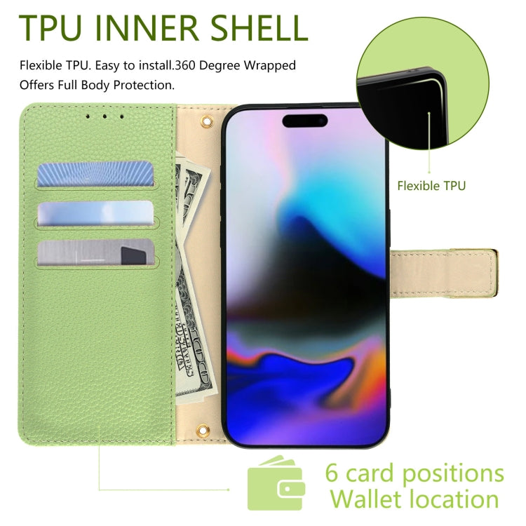 For iPhone 16 Pro Max Crossbody Litchi Texture Square Buckle Leather Phone Case(Green) by buy2fix