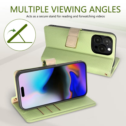 For iPhone 16 Pro Max Crossbody Litchi Texture Square Buckle Leather Phone Case(Green) by buy2fix