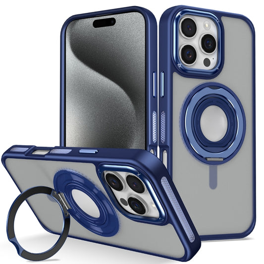 For iPhone 15 Pro Max Skin Feel Matte 360 Degree Rotating Silicone Ring Holder Phone Case(Royal Blue) - iPhone 15 Pro Max Cases by buy2fix | Online Shopping UK | buy2fix