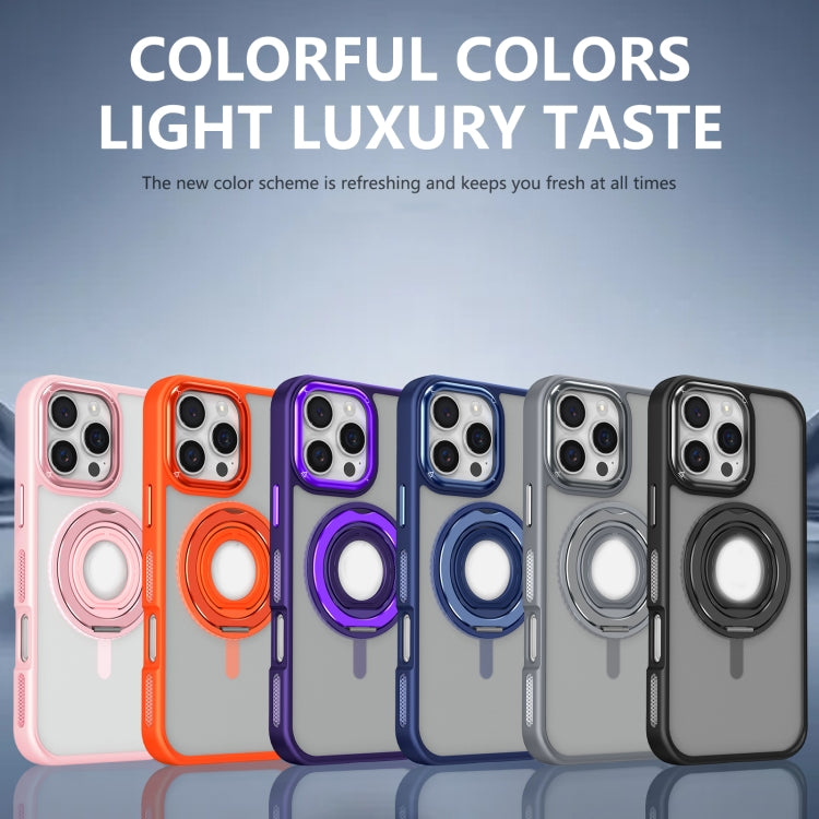 For iPhone 16 Pro Skin Feel Matte 360 Degree Rotating Silicone Ring Holder Phone Case(Grey) by buy2fix