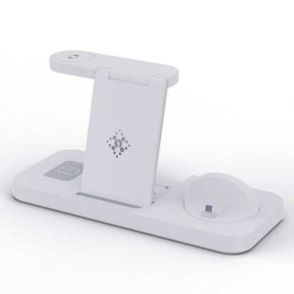 For Huawei Watch B21 6 in 1 Mobile Phone / Earphone Universal Foldable Wireless Charger(White) - Multifunction Charger by buy2fix | Online Shopping UK | buy2fix