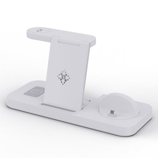 For Apple Watch B21 6 in 1 Mobile Phone / Earphone Universal Foldable Wireless Charger(White) - Multifunction Charger by buy2fix | Online Shopping UK | buy2fix