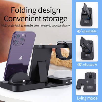 For Huawei Watch B21 6 in 1 Mobile Phone / Earphone Universal Foldable Wireless Charger(Black) - Multifunction Charger by buy2fix | Online Shopping UK | buy2fix