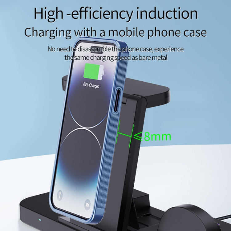 For Apple Watch B21 6 in 1 Mobile Phone / Earphone Universal Foldable Wireless Charger(Black) - Multifunction Charger by buy2fix | Online Shopping UK | buy2fix