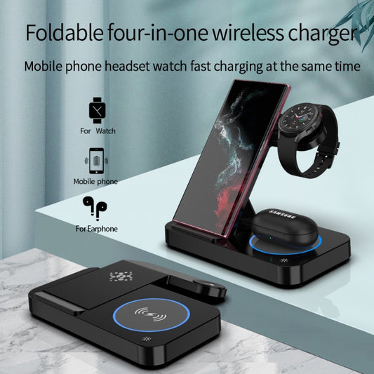 For Huawei Watch B18 4 in 1 Mobile Phone / Earphone Universal Foldable Wireless Charger(Black) - Multifunction Charger by buy2fix | Online Shopping UK | buy2fix