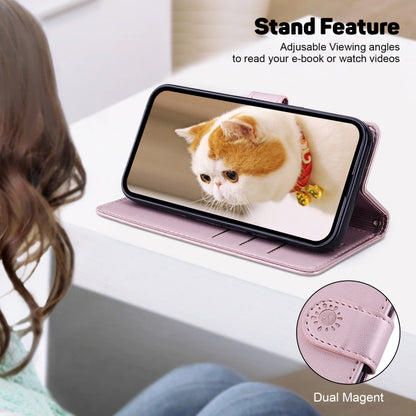 For iPhone 16 Pro Max Cute Cats RFID Leather Phone Case(Rose Gold) by buy2fix