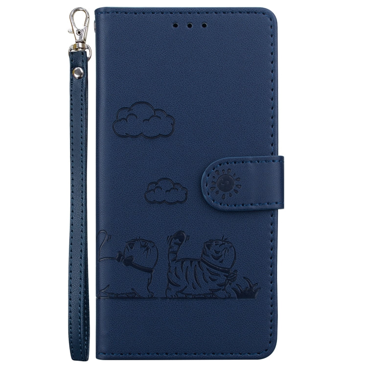For iPhone 16 Pro Max Cute Cats RFID Leather Phone Case(Blue) by buy2fix
