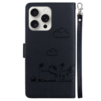 For iPhone 16 Pro Max Cute Cats RFID Leather Phone Case(Black) by buy2fix
